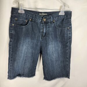 Ruff Hewn 100% Cotton Mid Rise Raw Hem 5 Pocket Denim Blue Jean Shorts Size 8